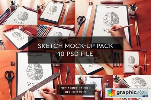 Sketch Mock up 10 PSD Pack