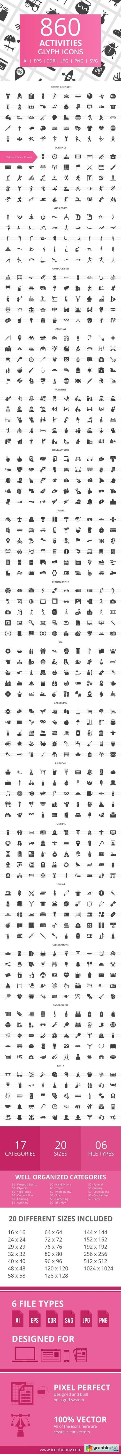 860 Activities Glyph Icons