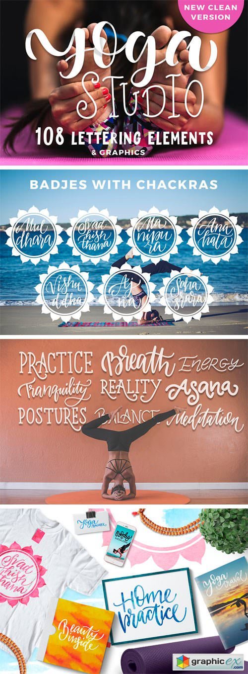 Yoga Studio Lettering & Graphic Set