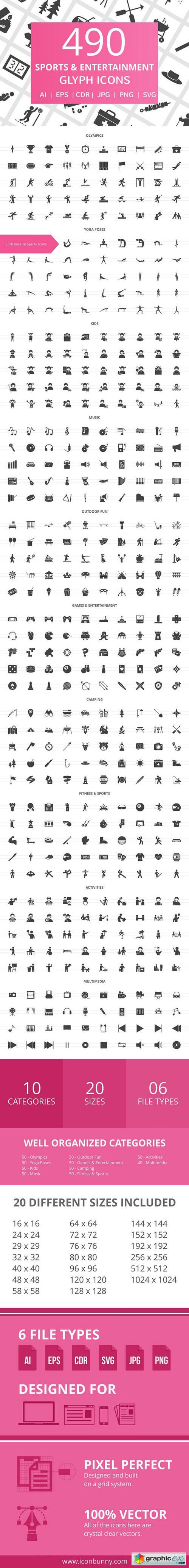 490 Sports Glyph Icons