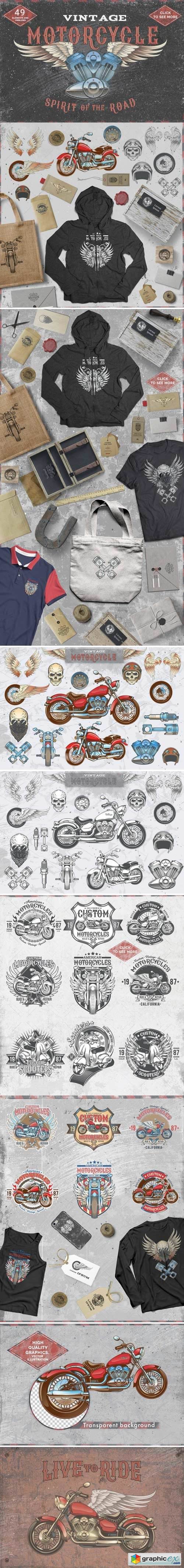 Set Vintage motorcycle labels