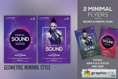 Minimal Sound - 2 PSD Flyer Template