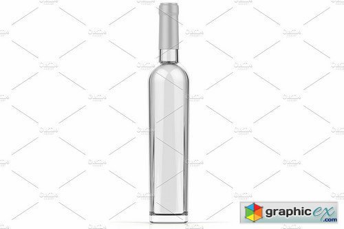 Clear Glass Bottle with Gin Mockup 0
