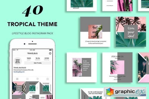 40 Tropical Theme Instagram Pack