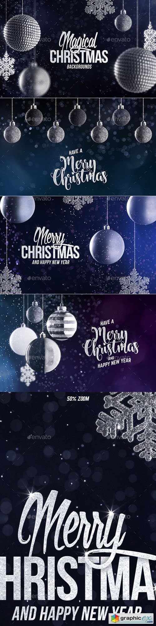 4 Christmas Backgrounds with Editable Text