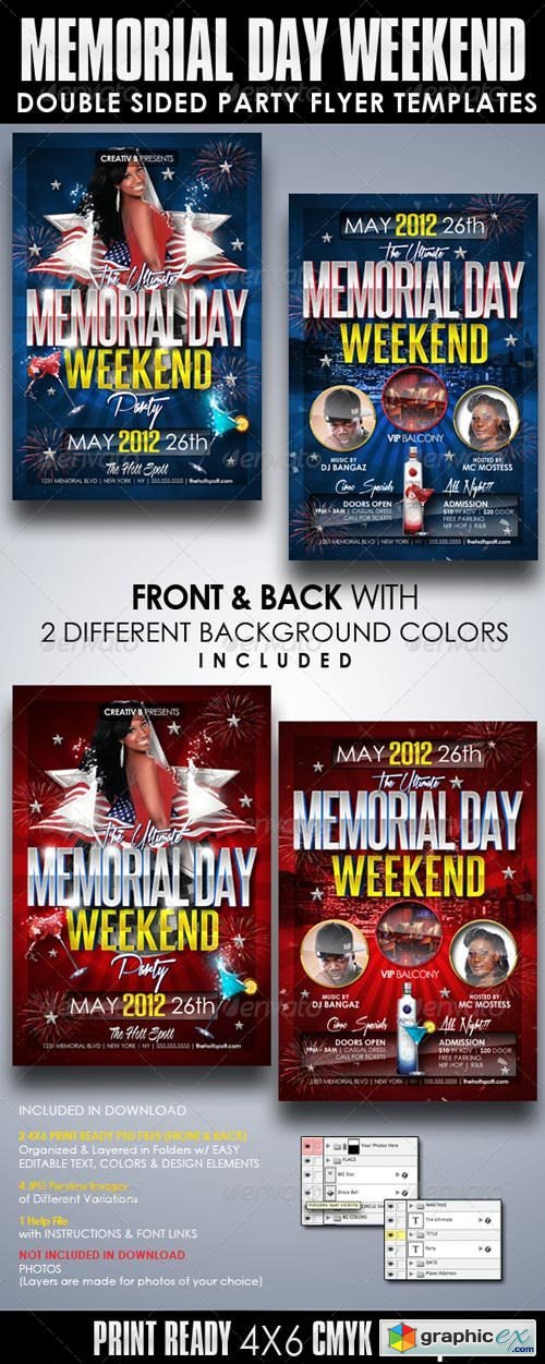 Memorial Day Weekend Party Flyer Templates