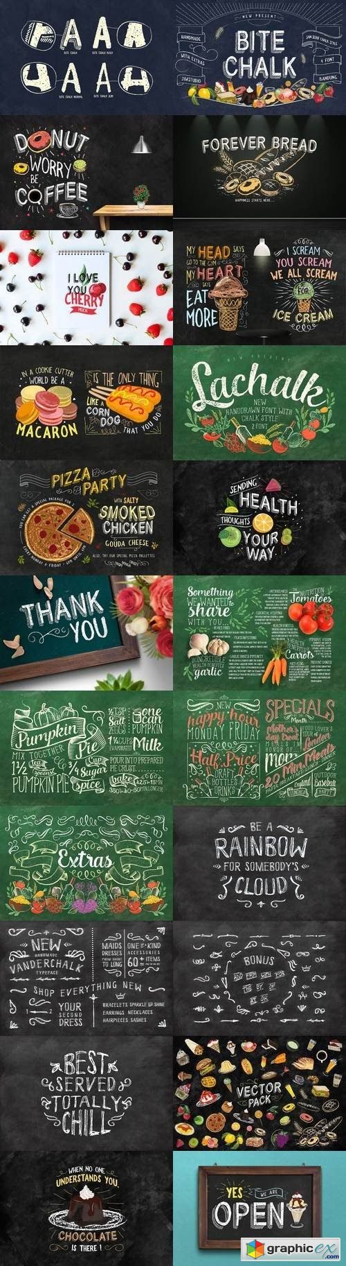 3 IN 1 Chalk Fonts Bundle + Extras