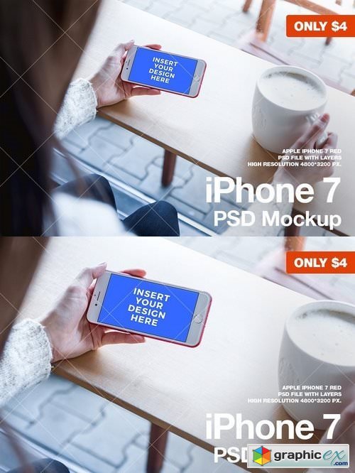 iPhone 7 RED PSD Mockup 1419625