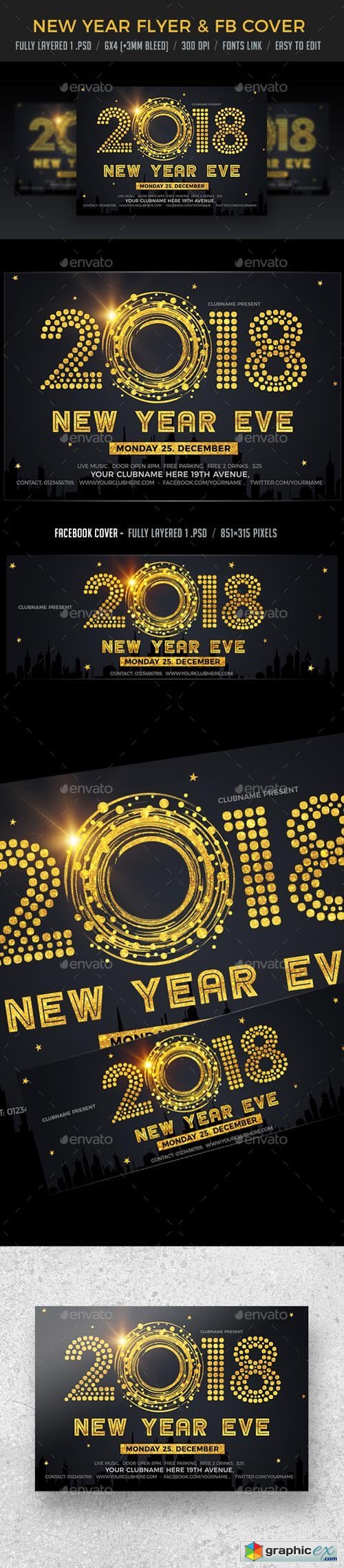 New Year Eve Flyer & FB Cover