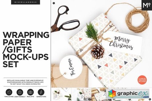 Wrapping Paper Gifts Mock-ups Set