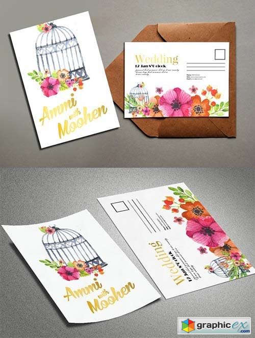 Floral Wedding Postcard 2082177