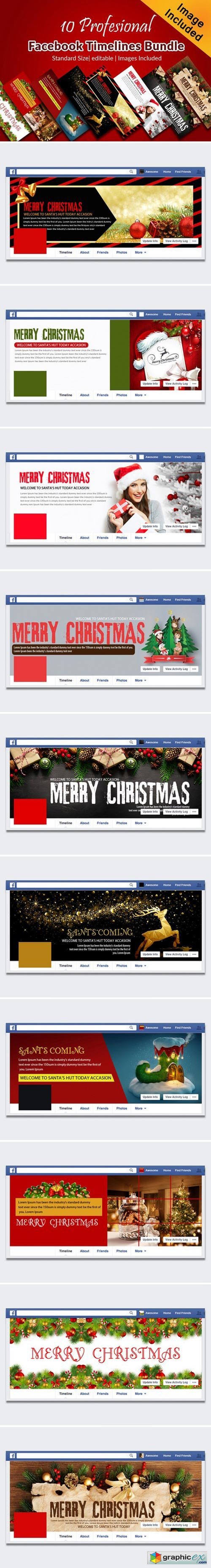 10 Christmas FaceBook Cover Bundle