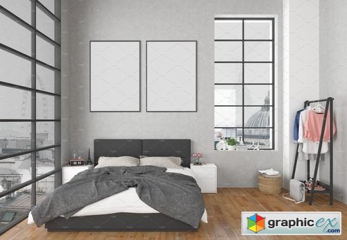 Bedroom mockup - blank wall mock up