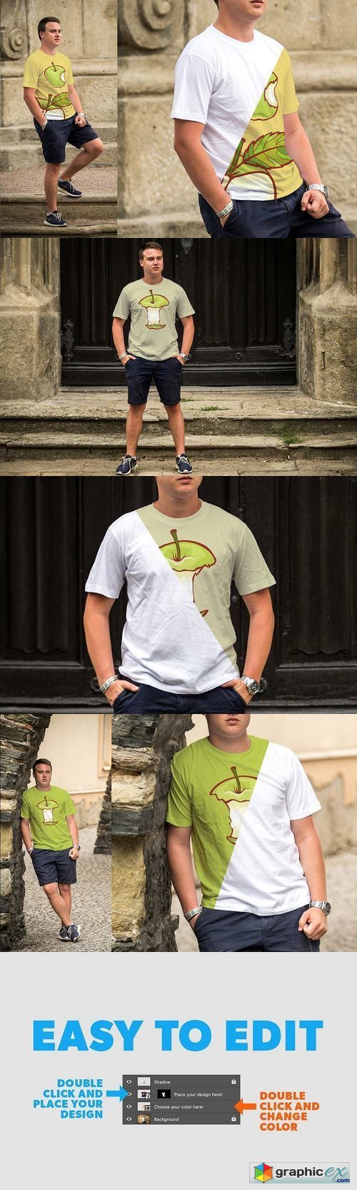 5 Male T-shirt Mockups 1788151