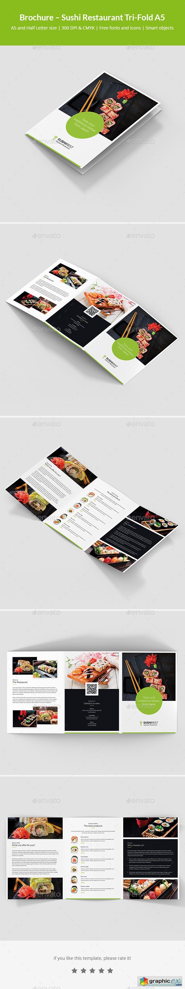 Brochure  Sushi Restaurant Tri-Fold A5
