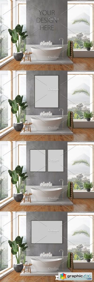Bathroom scene - blank wall mockup