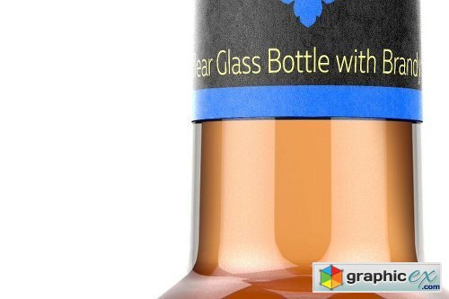 Glass Bottle With Brandy Mockup