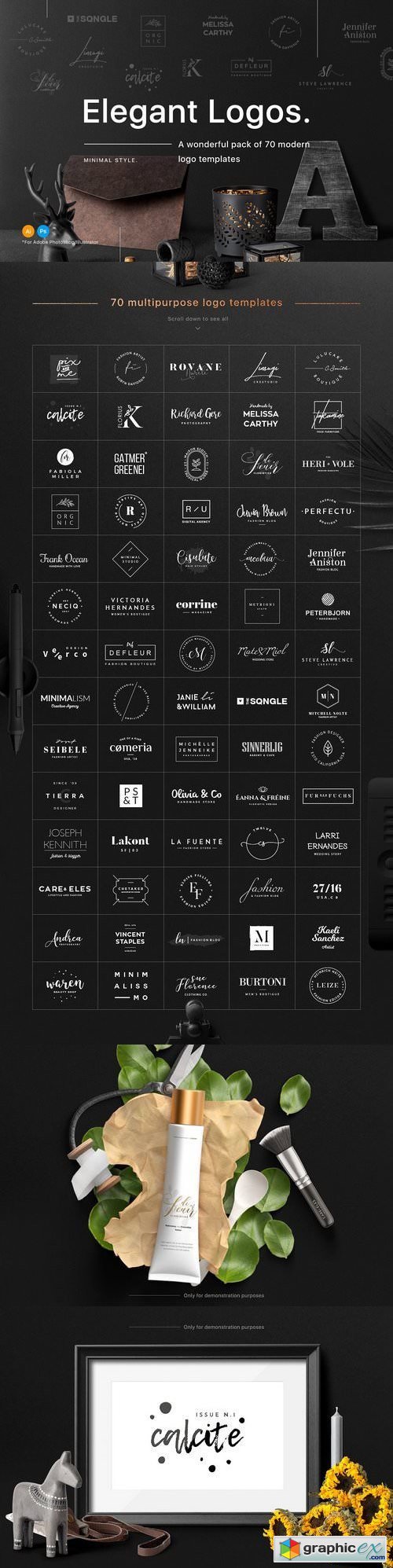 70 Elegant Logos (Extended License)