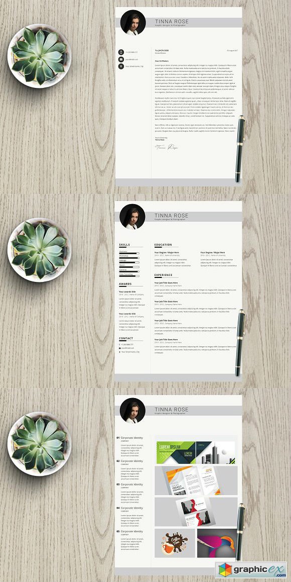 Resume Template 3 page pack Tinna