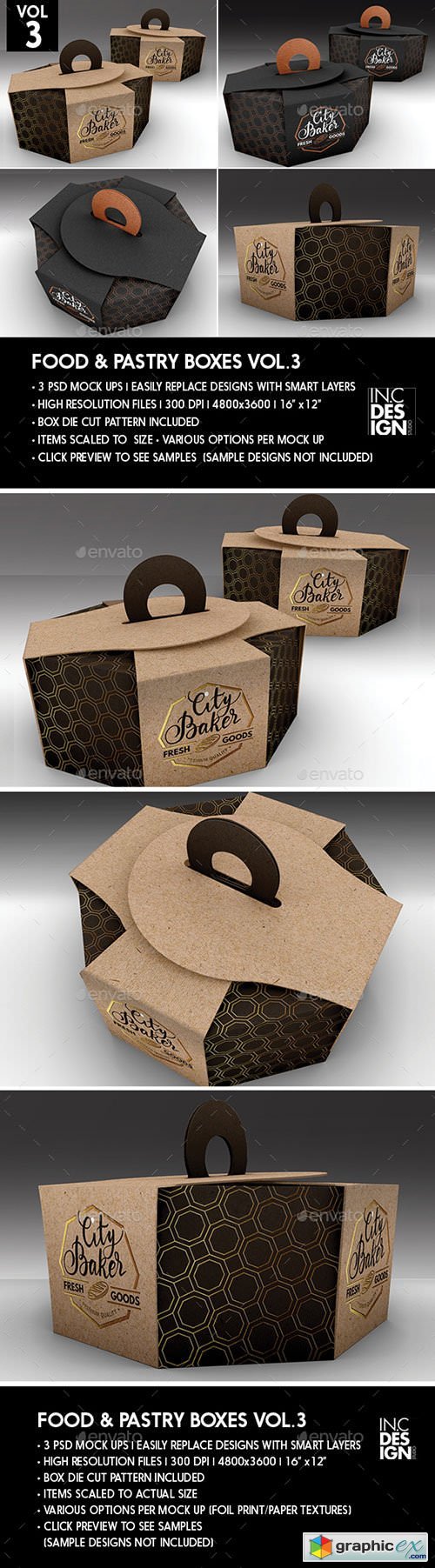 Packaging Mock Up Octagon Cake or Pastry Take Out Boxes VOL.3
