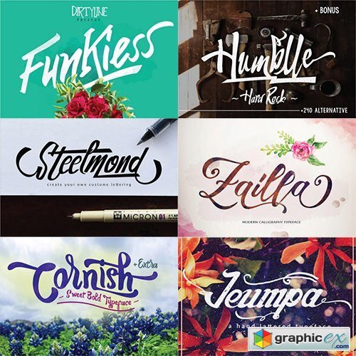 Collection of 10 Unique Fonts Familys - 47 Fonts