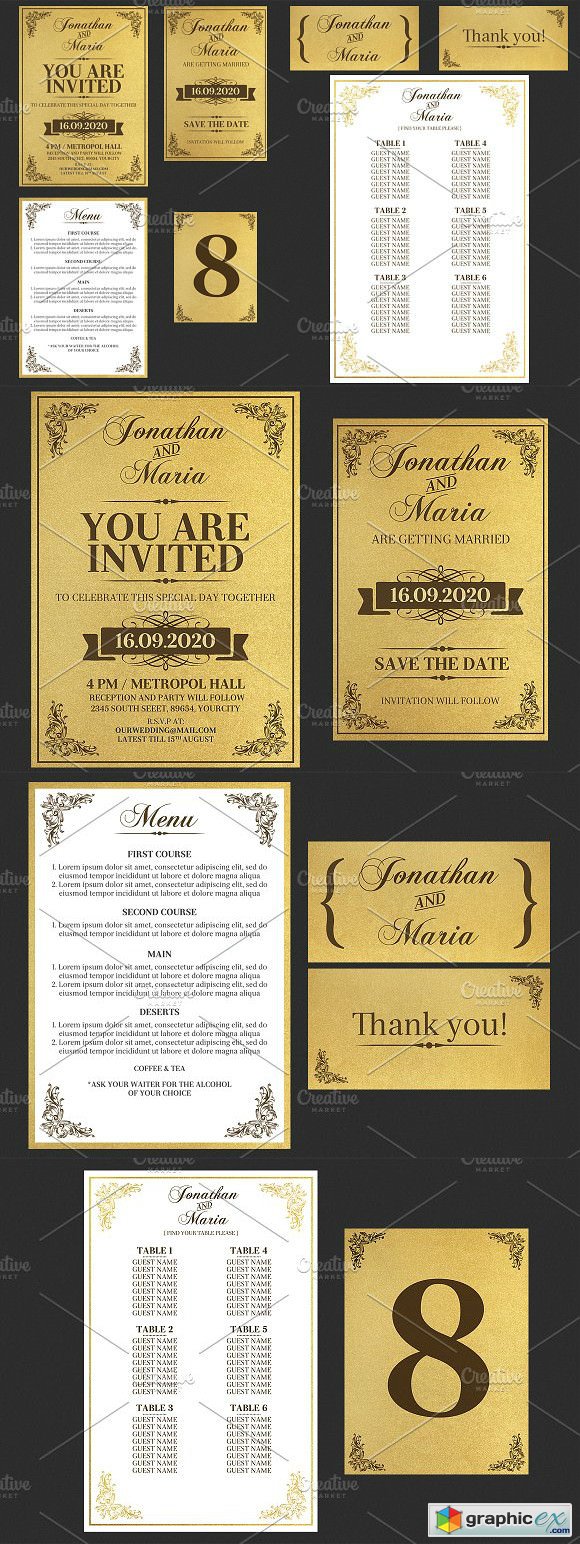 Gold Wedding Invitation Suit 4