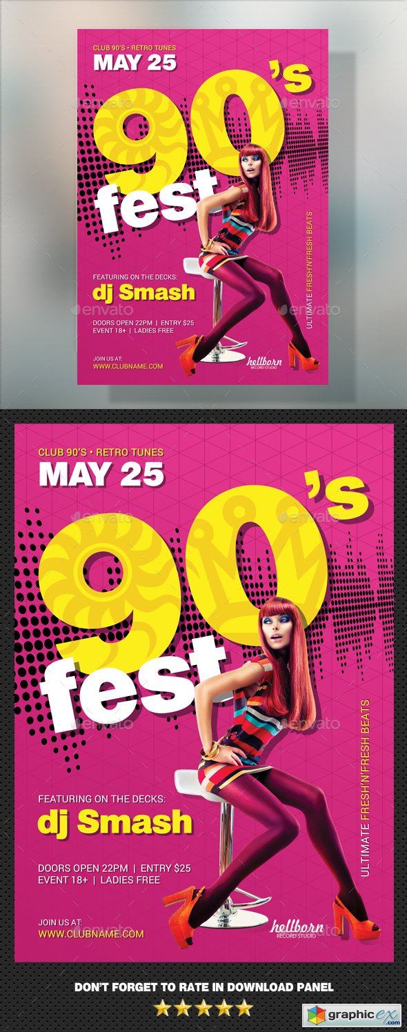 90s Party Flyer » Free Download Vector Stock Image Photoshop Icon
