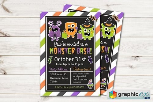 Kids Halloween Invitation Monsters
