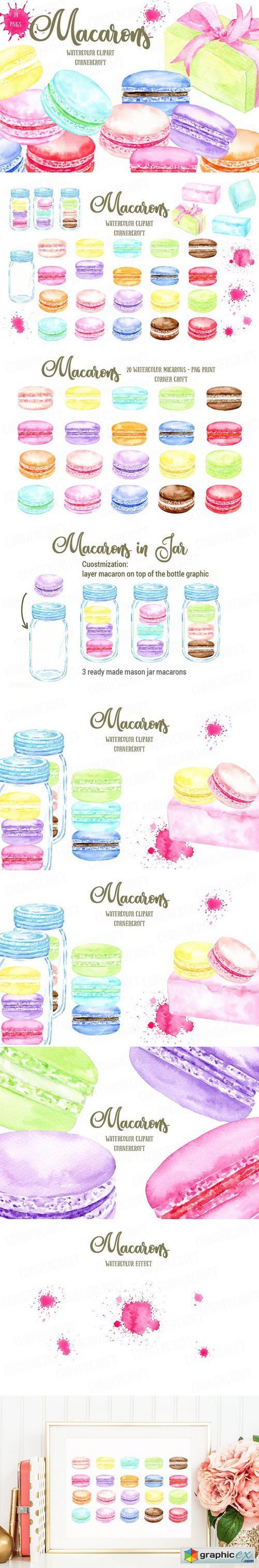 Watercolor Macaron Graphics