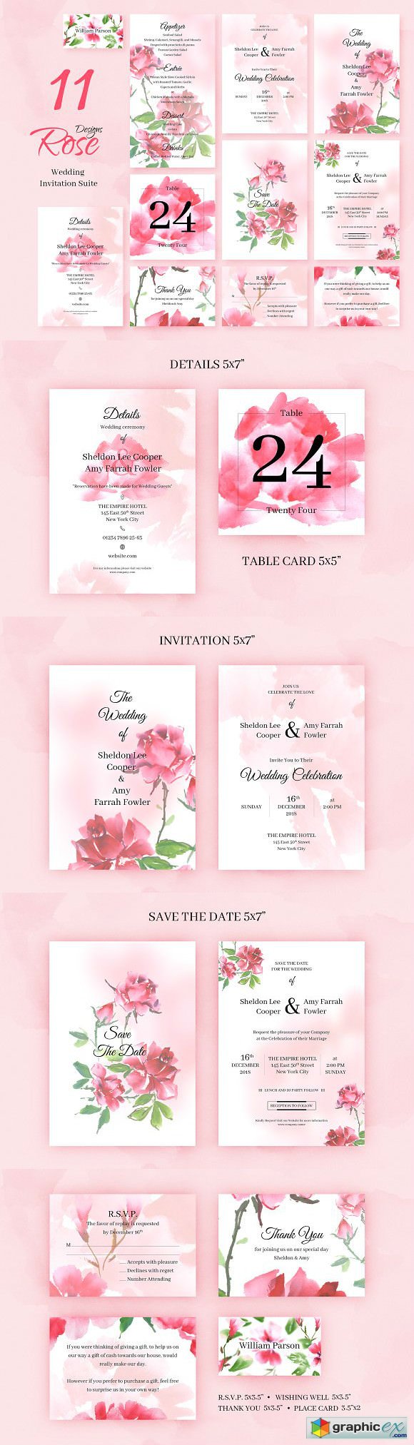 Rose Wedding Invitation Package