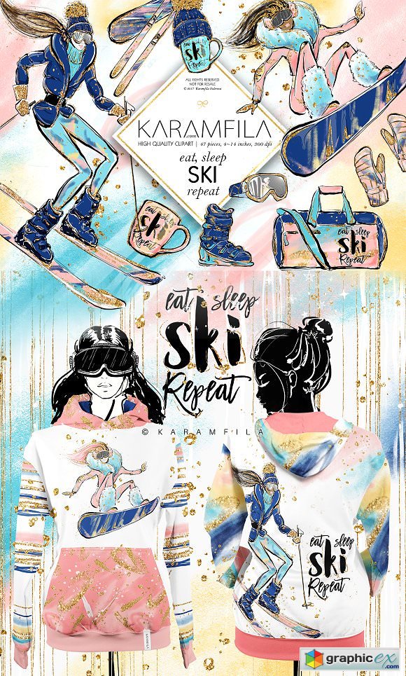 Skiing & Snowboarding Clipart