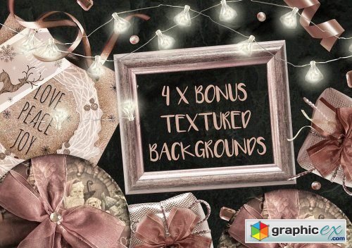 Rose Gold Christmas PNG Photo pack