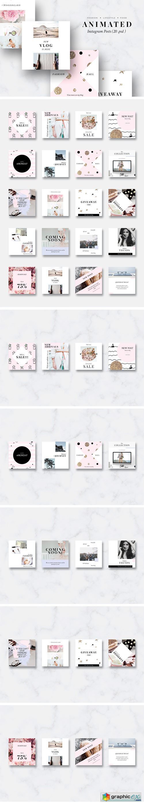 ANIMATED Instagram Posts-Pink & Gold