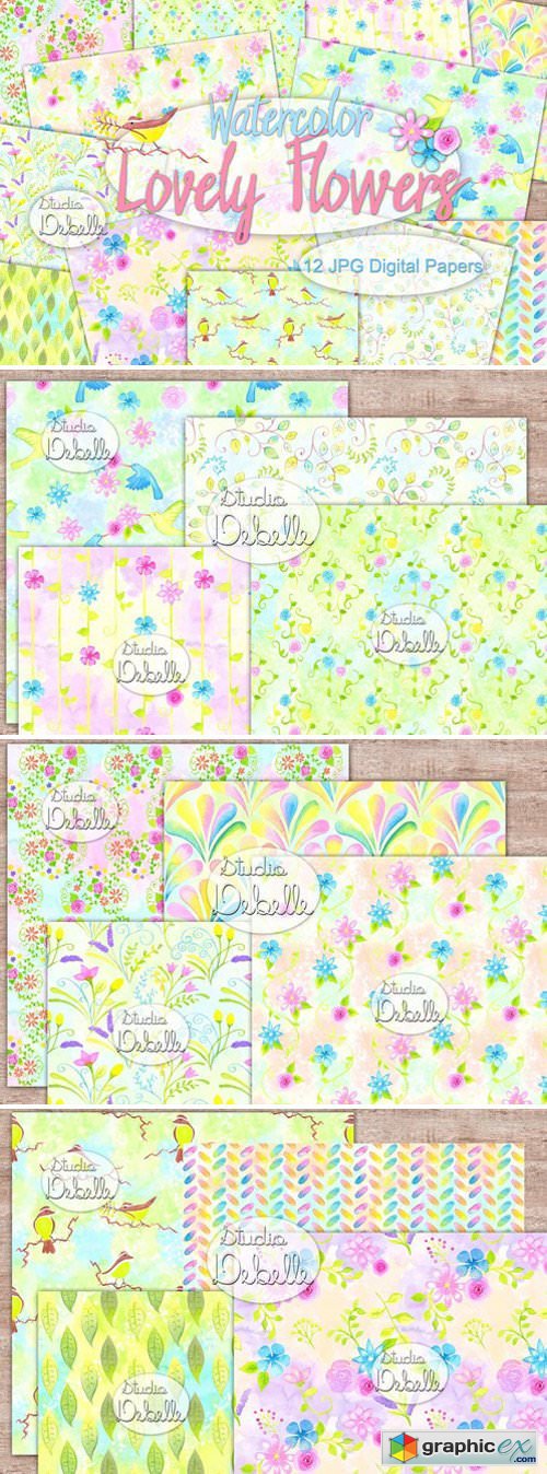 Lovely Flowers - Watercolor patterns
