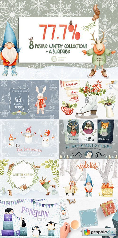 Winter & Christmas Watercolor Bundle