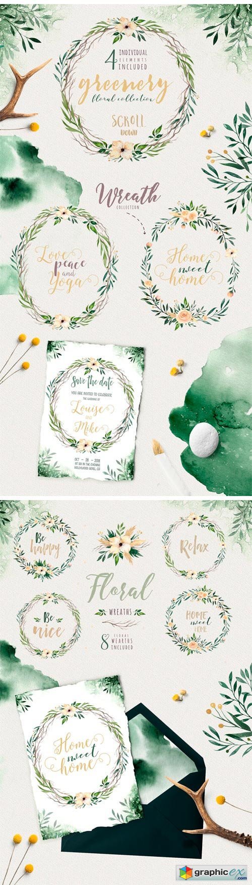 Greenery Watercolor Collection