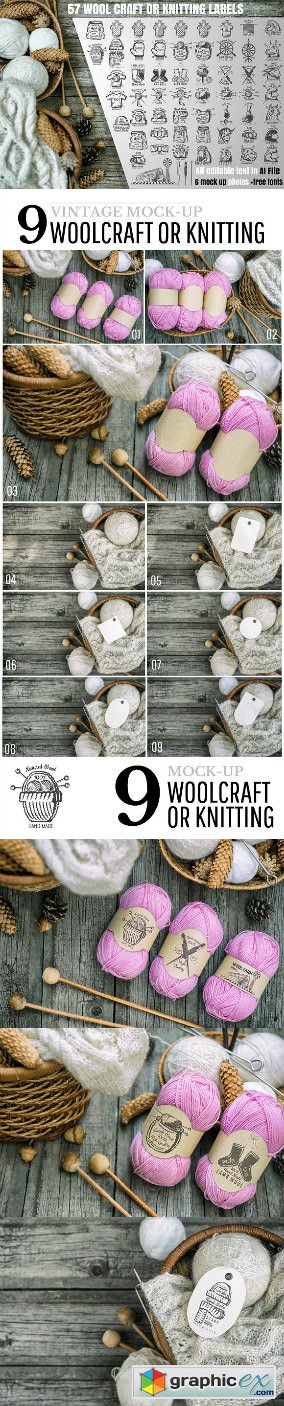 57 Woolcraft or knitting labels