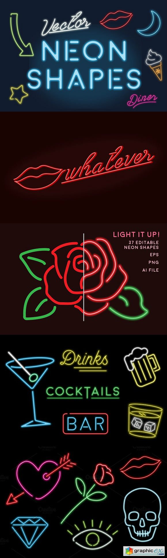 Neon Sign Shapes Vector Pack