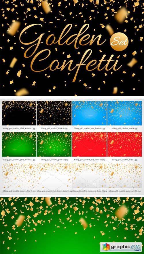 Confetti, Glitters. Vector + JPG + PNG
