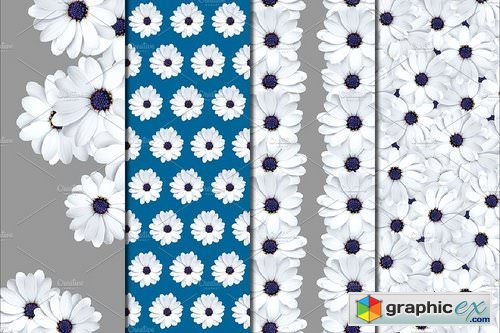 White Daisy Patterns - Digital Paper