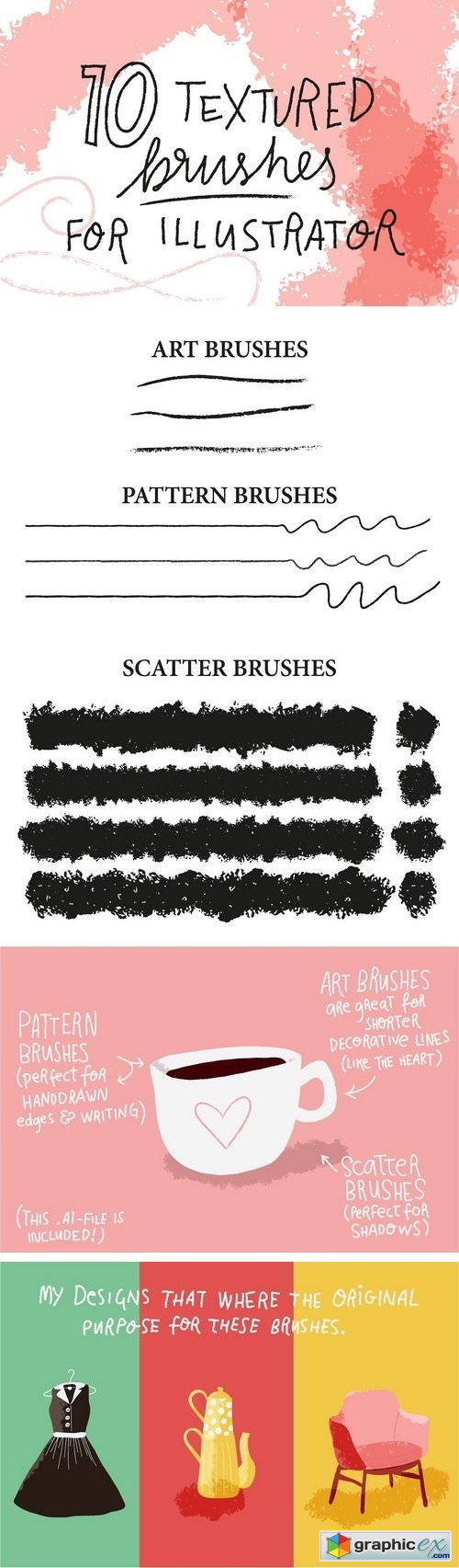 10 textured brushes for Illustrator