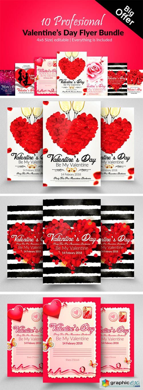 10 Valentines Day Flyer Bundle