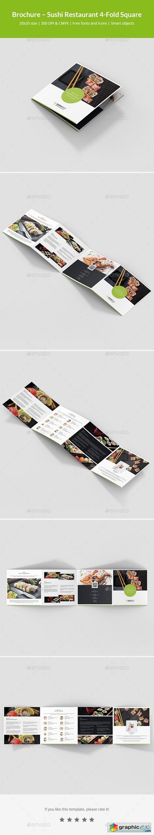 Brochure  Sushi Restaurant 4-Fold Square