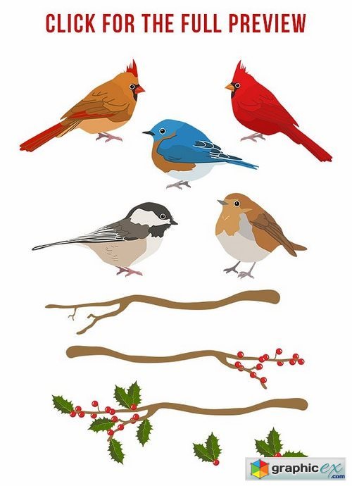 Winter Birds Christmas Clipart