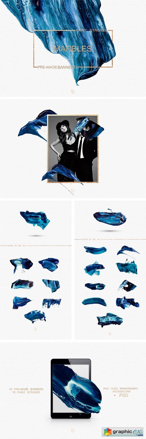 Blue Marbled; Pre-made Banners