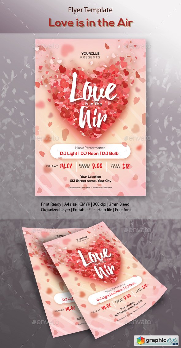 Love is in the Air Party Flyer Template
