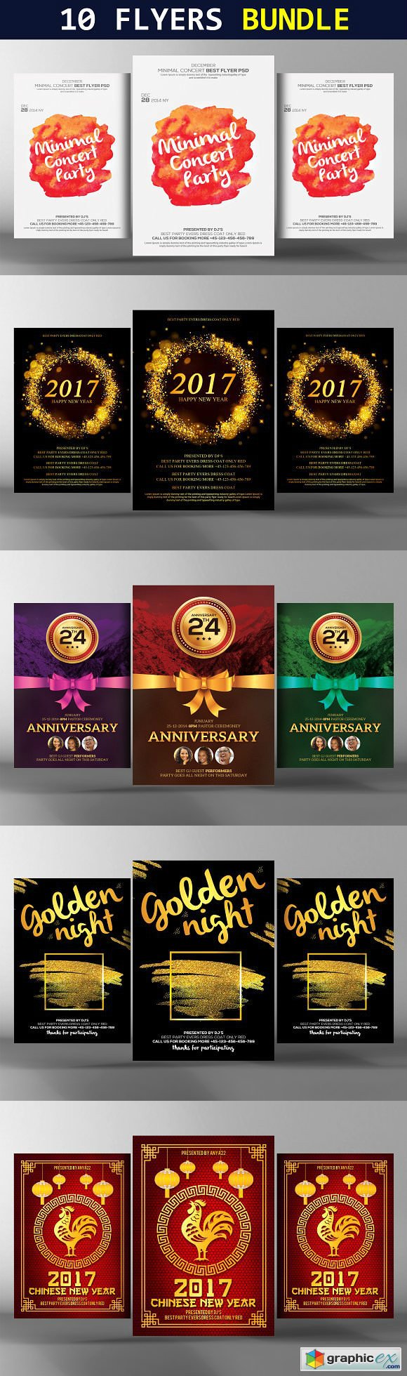 10 Abstract Party Flyers Bundle 2266468