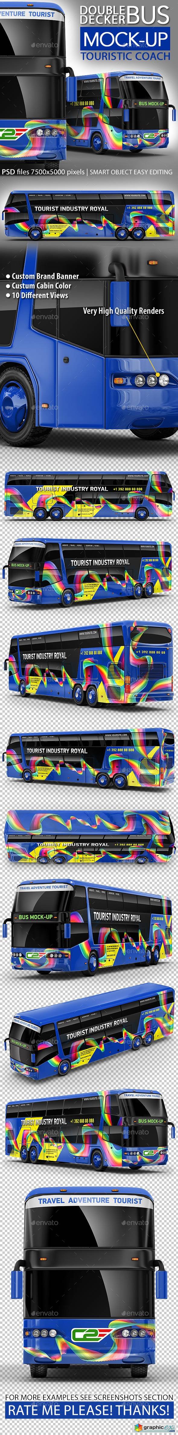 Tourist Bus, Passenger Coach, Double-Decker Bus Mock-Up