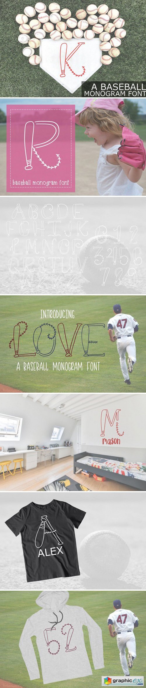 Hand Drawn Baseball Monogram Font