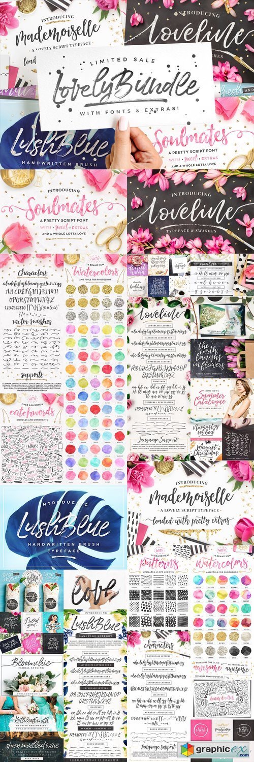 The Lovely Bundle I Fonts + EXTRAS!